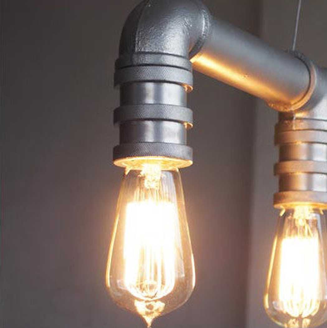 4 Head Water Pipe Industrial Warehouse Ceiling Light in Silver