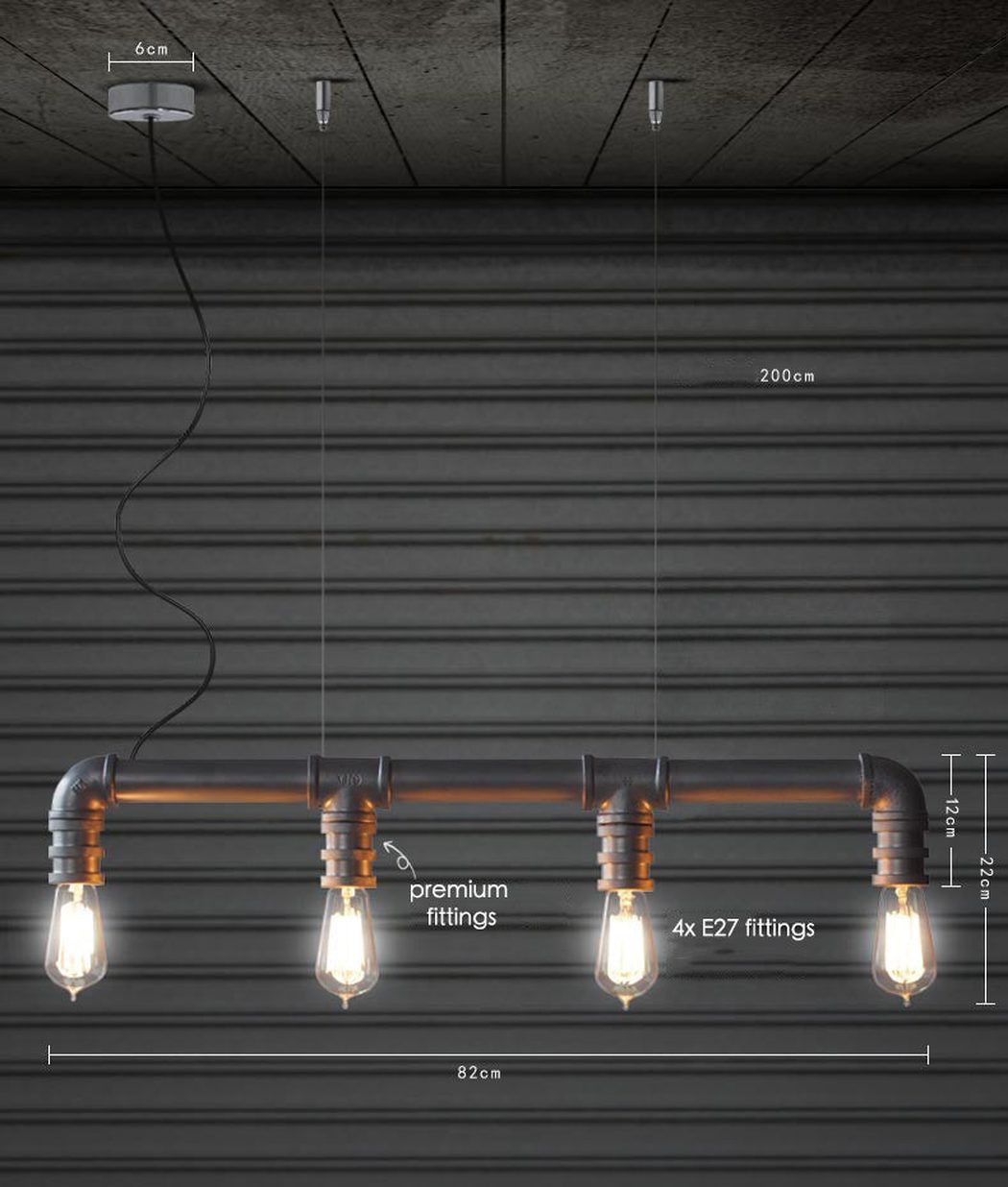 Water Pipe Ceiling Light measurements