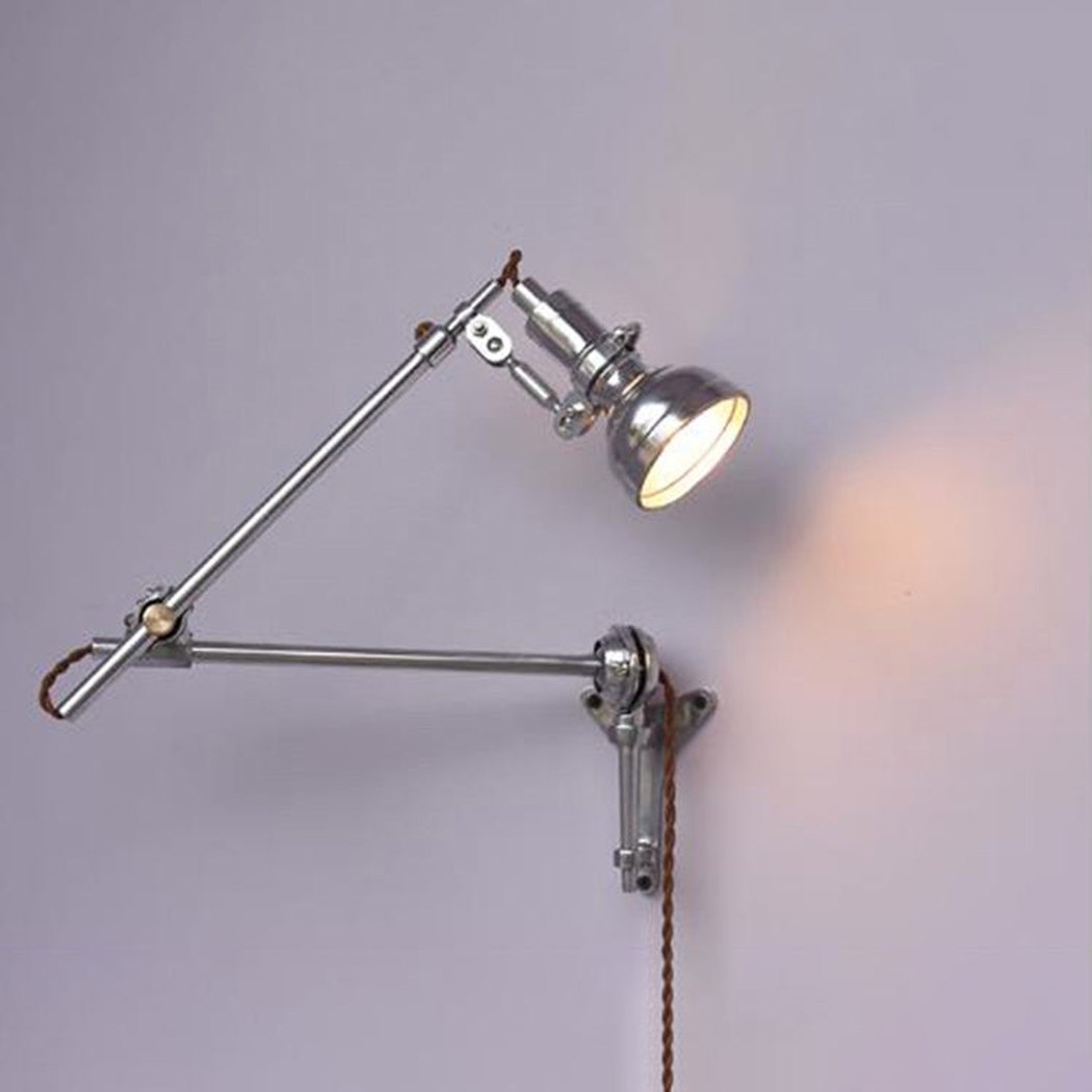 Chrome Mill House Long Arm Industrial Wall Light