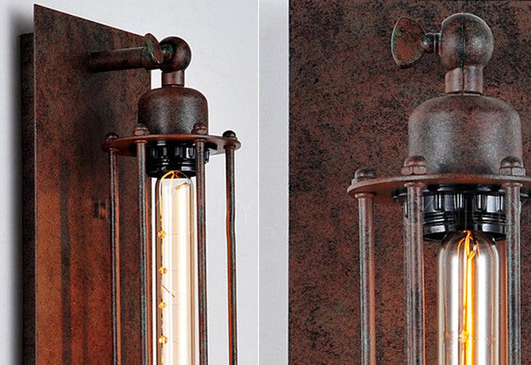 Industrial Retro Long Pencil Bulb Metal Wall Sconce Light