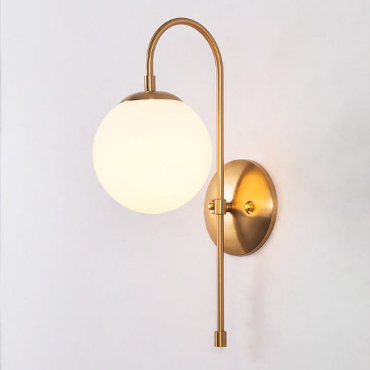 Frosted glass ball gooseneck wall light