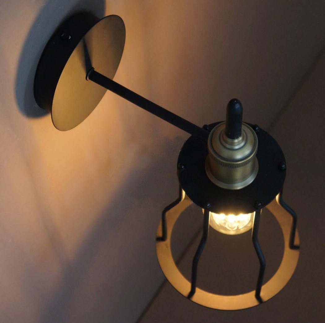 Iron Wire Cage Industrial Brass Fitting Wall Light