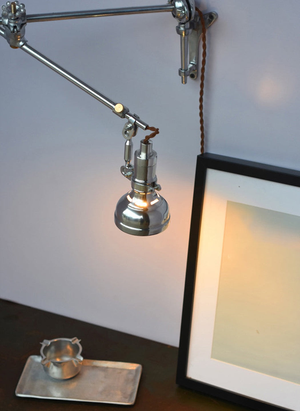 Chrome Mill House Long Arm Industrial Wall Light
