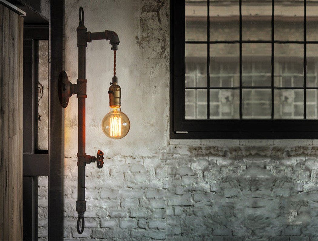 Wall Fixed Water Pipe Turned Wall Light warehouse setting