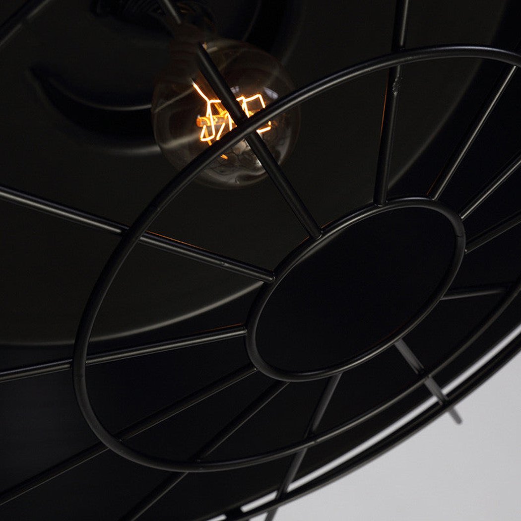 Vintage Industrial Pendant Light With Cage Covering - Black cage details