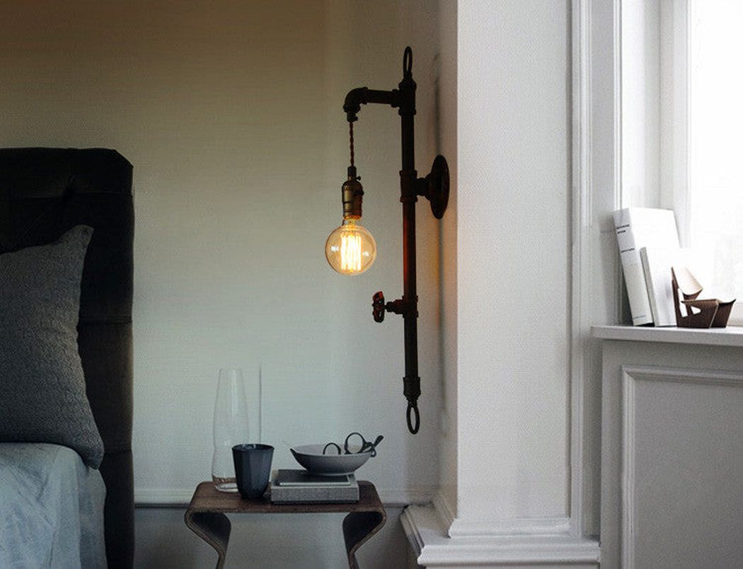 Wall Fixed Water Pipe Turned Wall Light - display setting