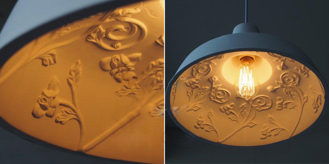 Epernay elegant white cement / resin cast pendant ceiling light