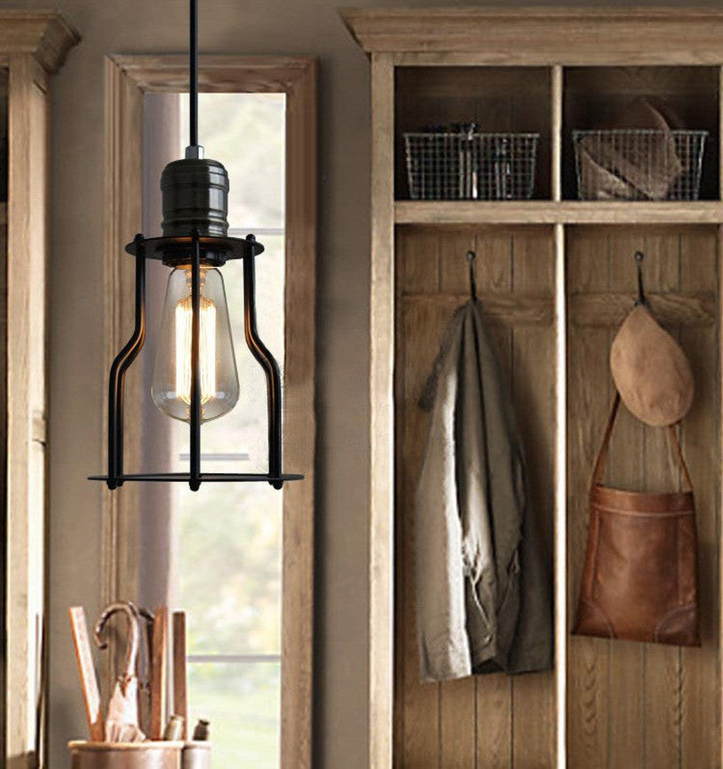 Industrial Wire Cage 6 Bulb Pendant Light