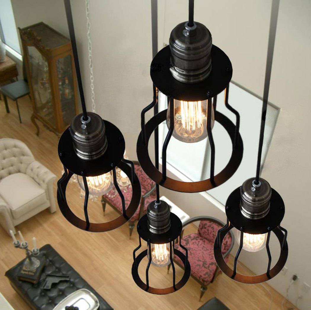 Industrial Wire Cage 6 Bulb Pendant Light