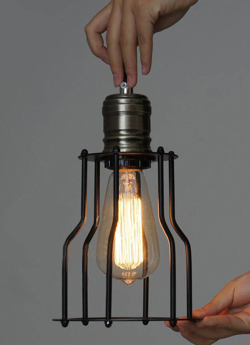 Industrial Wire Cage 6 Bulb Pendant Light