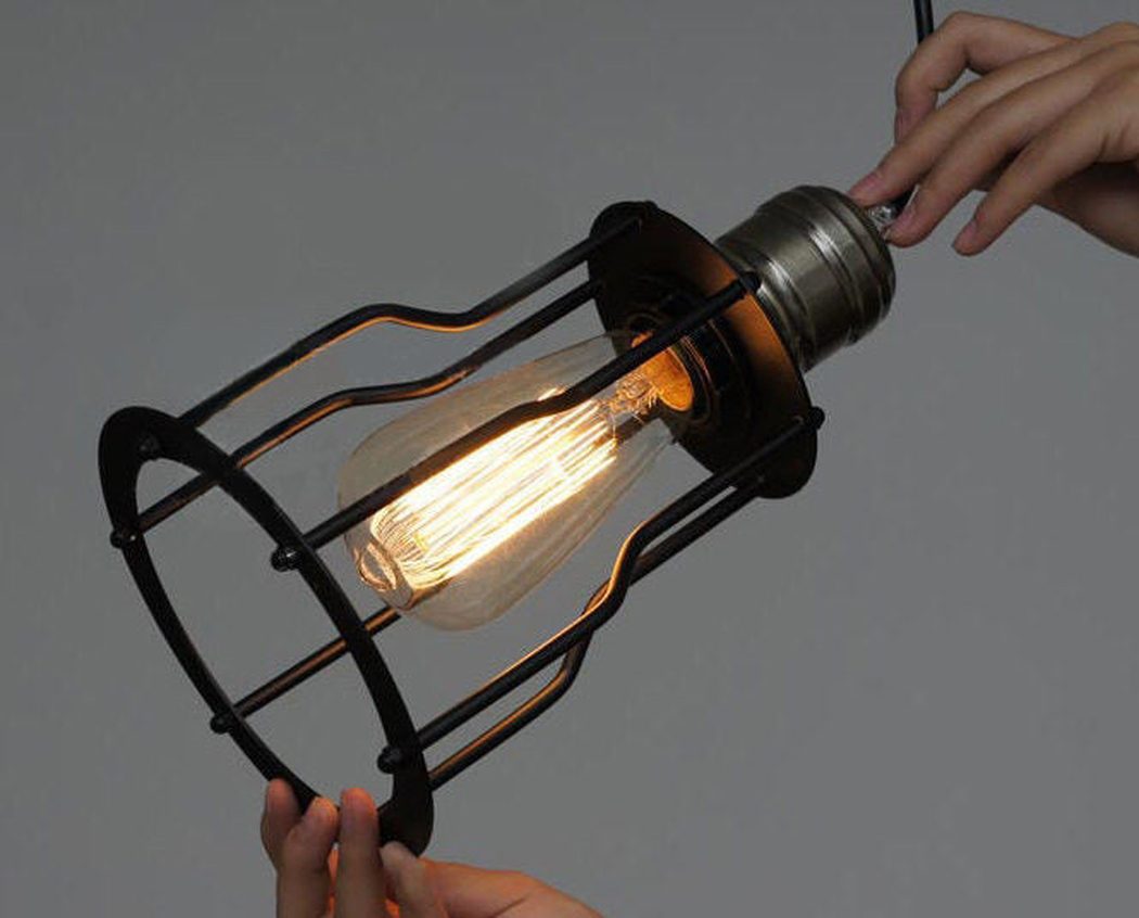 Industrial Wire Cage 6 Bulb Pendant Light