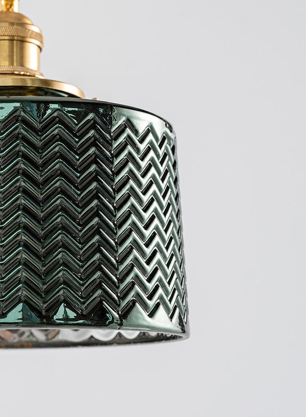 Emerald Fluted Dome Glass With Brass Fitting Art Deco Pendant Light