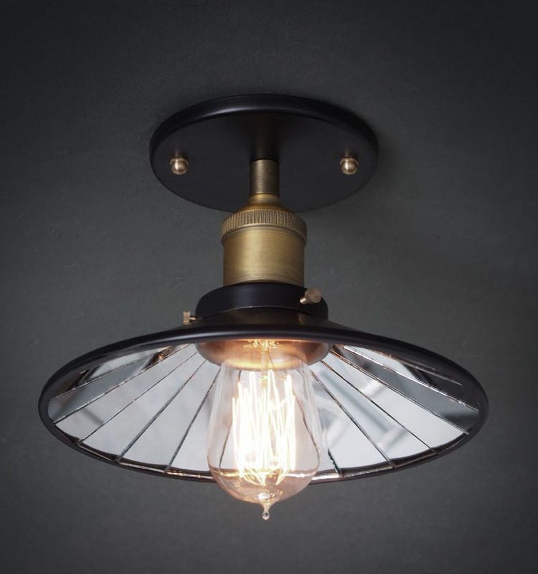 Black mirror shade ceiling light