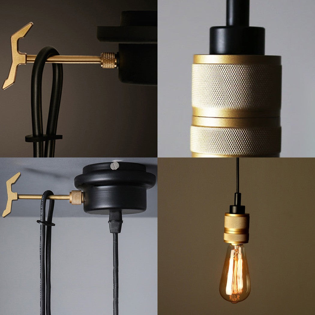 Hooked Industrial Brass Single Bare Edison Bulb Pendant Light