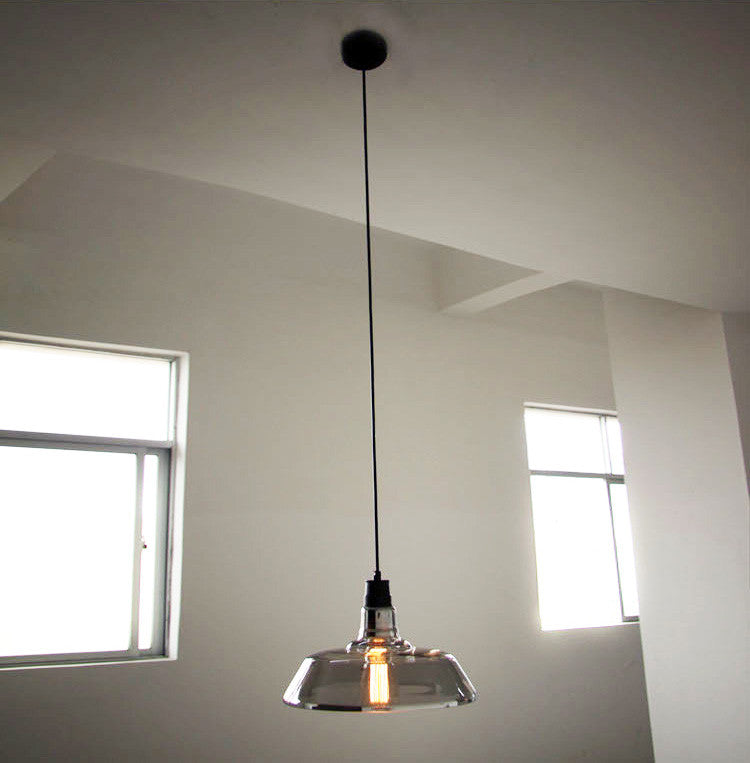 Industrial Lamp Shade Pendant Light With Tinted Glass