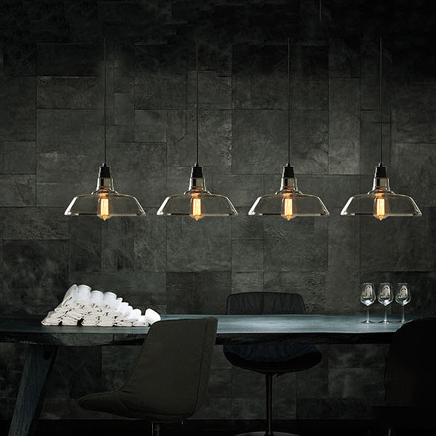 Industrial Lamp Shade Pendant Light With Tinted Glass