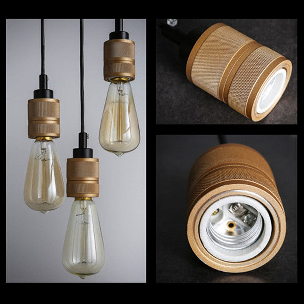 Hooked Industrial Retro Brass 6 Bare Edison Bulb Chandelier
