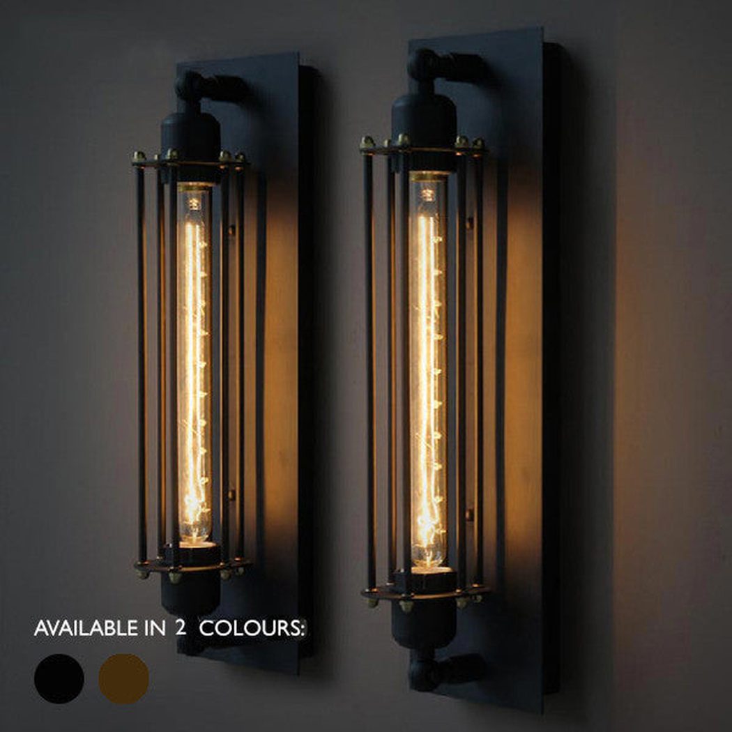 Industrial Retro Long Pencil Bulb Metal Wall Sconce Light