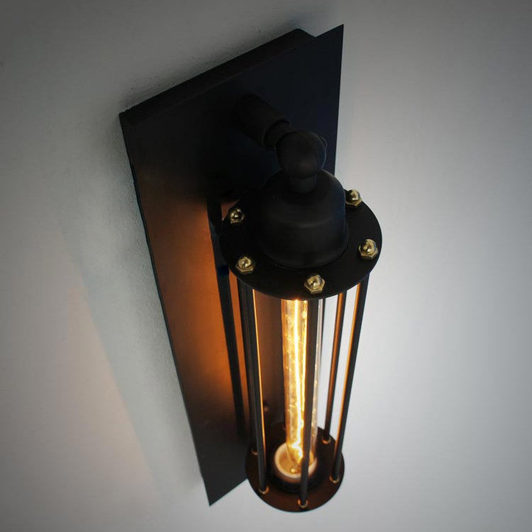 Industrial Retro Long Pencil Bulb Metal Wall Sconce Light