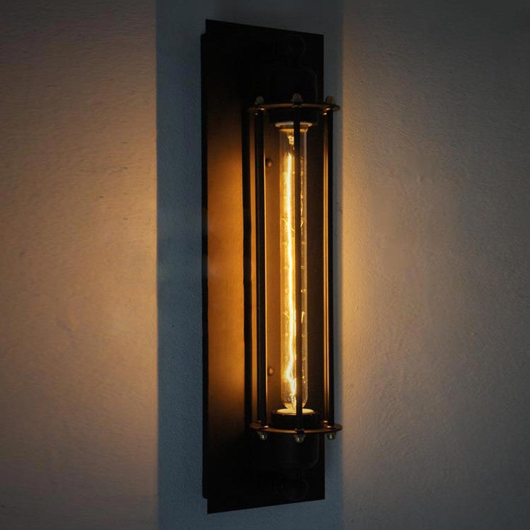 Industrial Retro Long Pencil Bulb Metal Wall Sconce Light