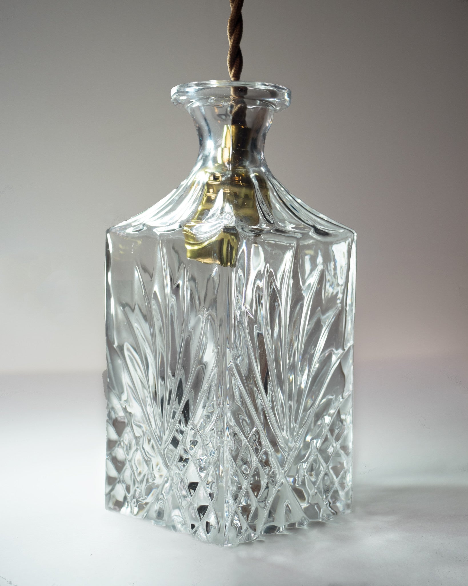 Lee Broom Replica Decanter Glass Fabric Cord Pendant Light