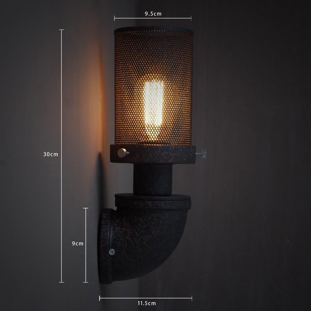 Mesh Iron Pipe Industrial Retro Wall Light