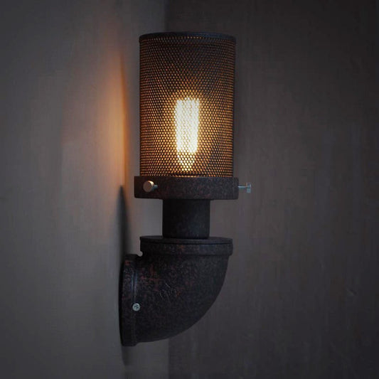 Mesh Iron Pipe Industrial Retro Wall Light Sconce