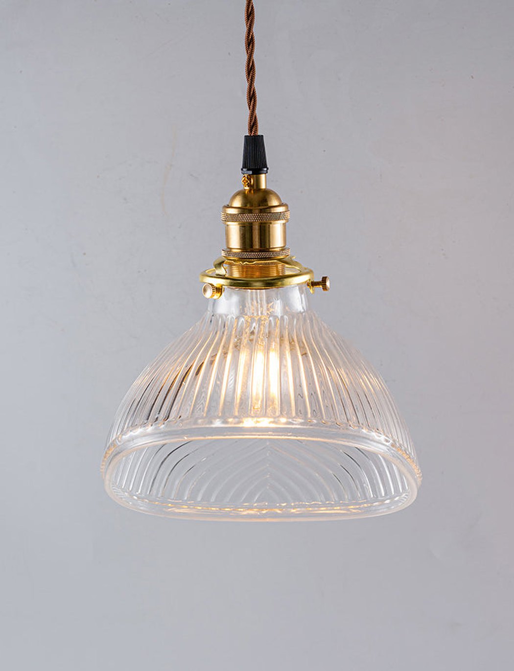Fluted shell glass midcentury modern pendant light