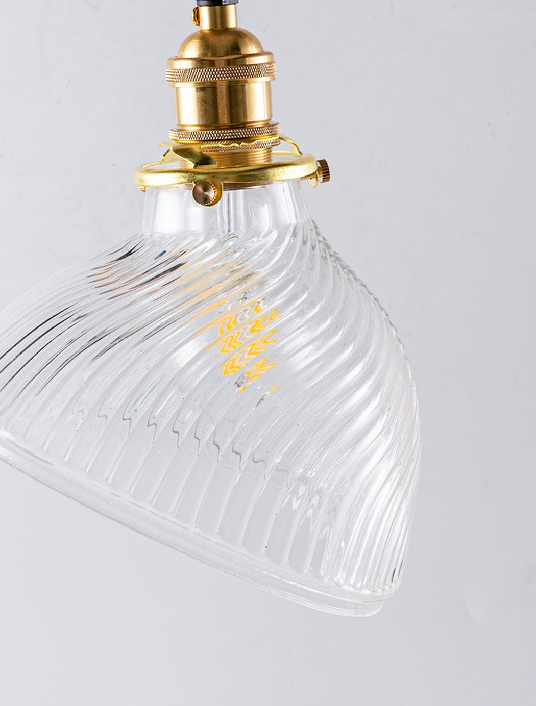 Fluted shell glass midcentury modern pendant light