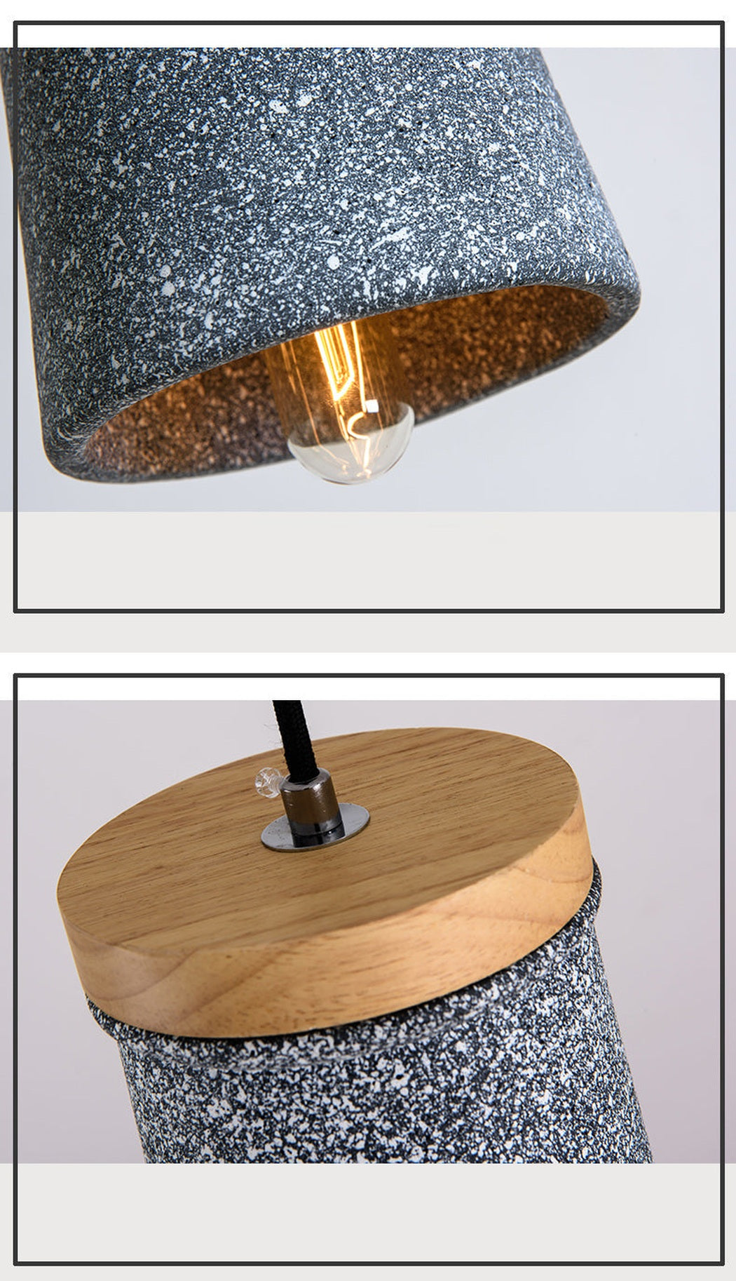 Coburg Wooden Top Stone Shade Pendant Light
