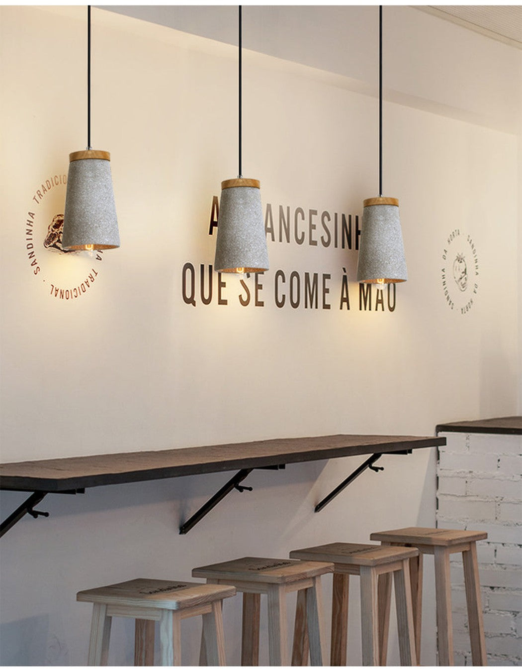 Coburg Wooden Top Stone Shade Pendant Light