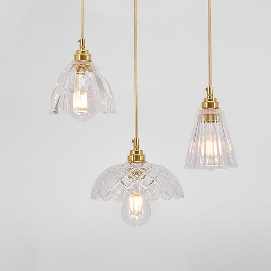 Betty Glass Shade Brass Fitting Art Deco Pendant Light