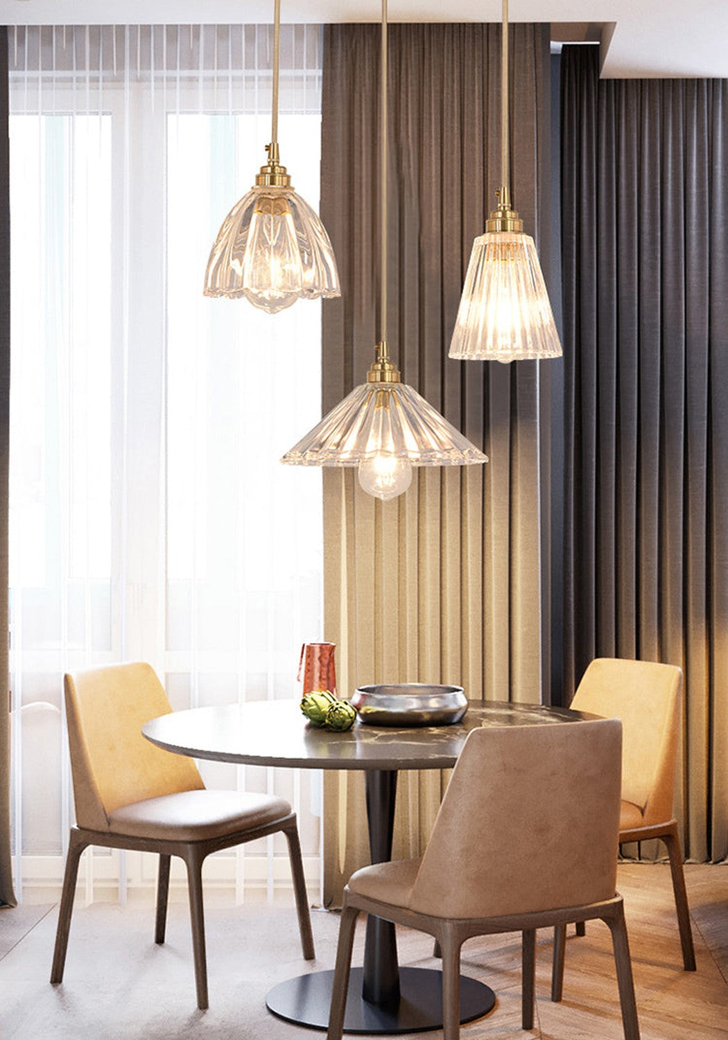 Betty Glass Shade Brass Fitting Art Deco Pendant Light