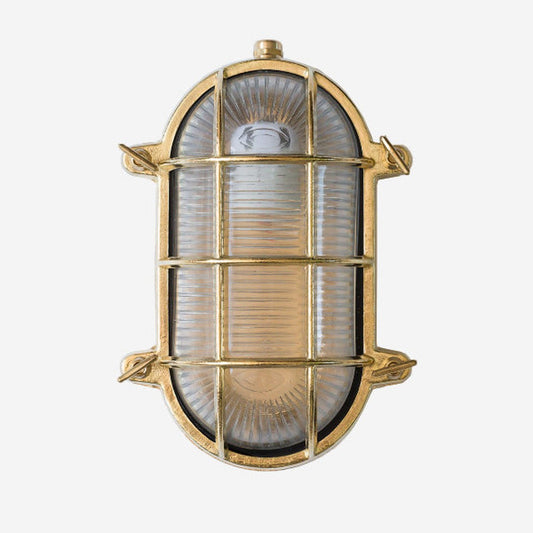 Nautilus Oval brass cage outdoor wall light / ceiling Light