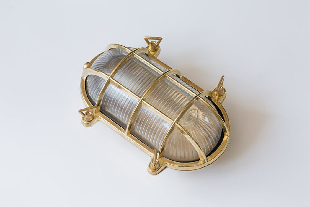 Nautilus Oval brass cage outdoor wall light / ceiling Light