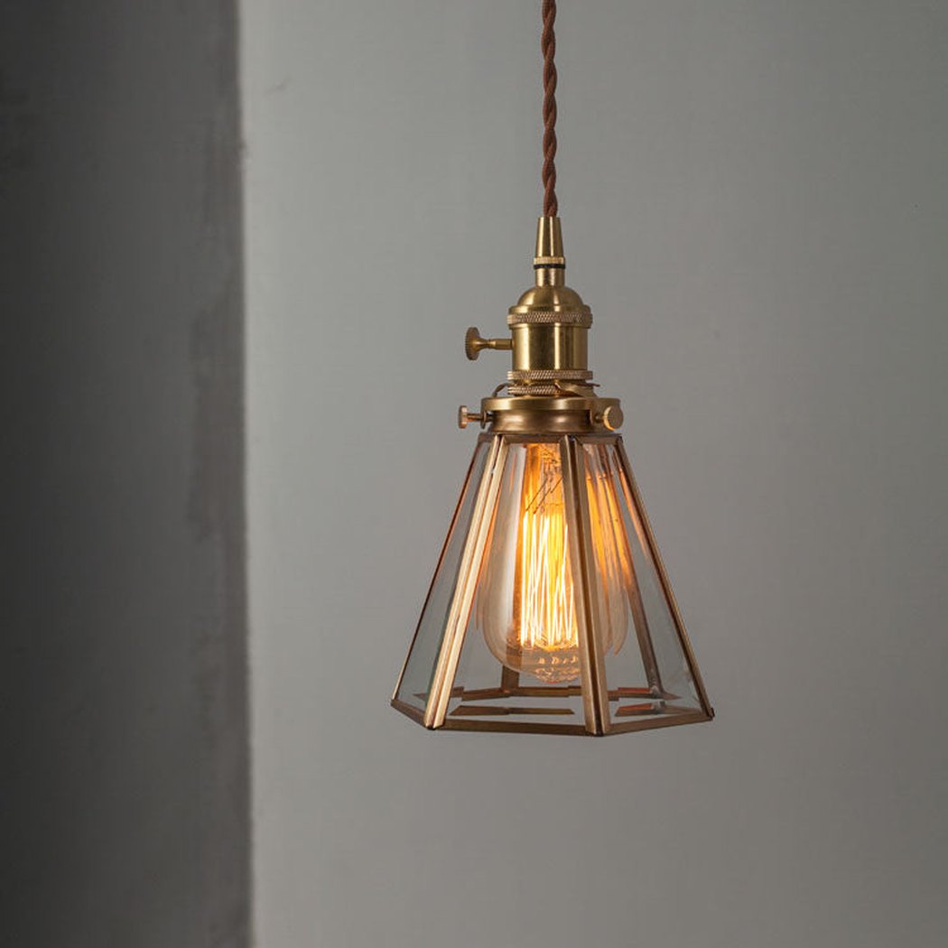 Lanterna brass frame glass pendant light
