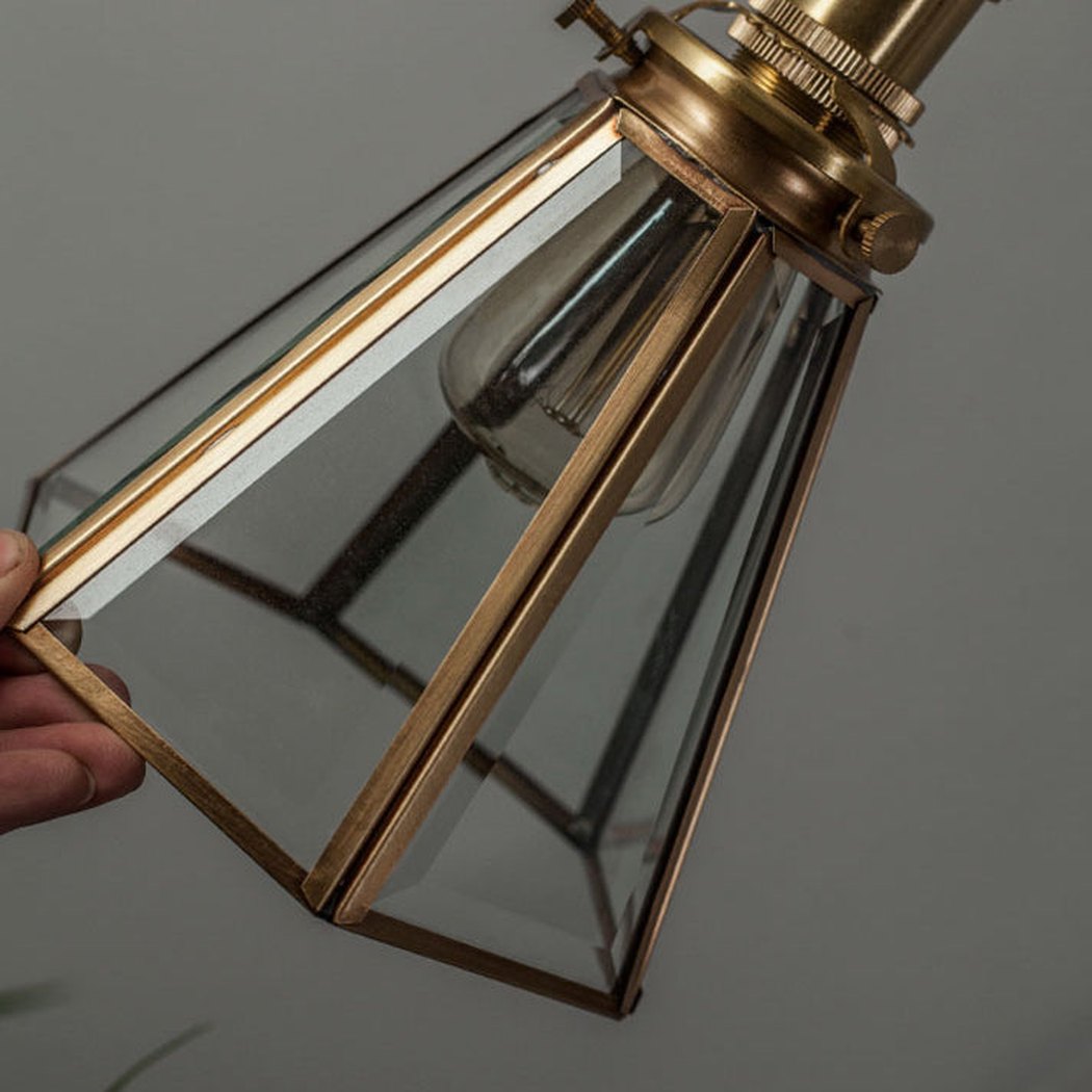 Lanterna brass frame glass pendant light