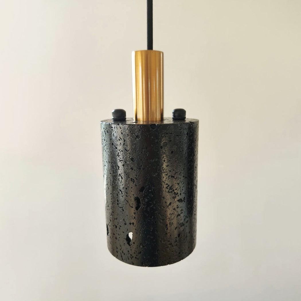 Black Lava B Stone Minimalist Line Pendant Light