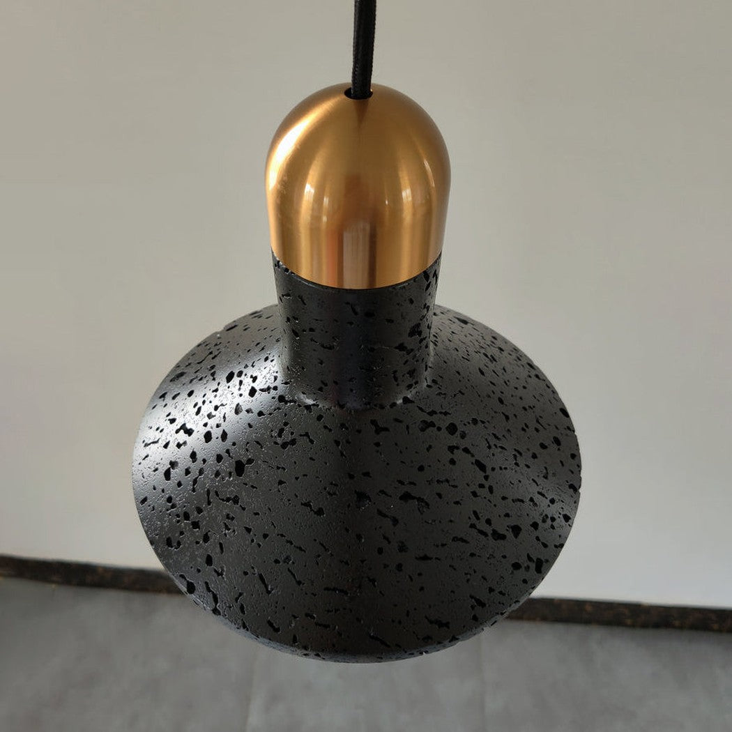 Black Lava D Stone Minimalist Line Pendant Light