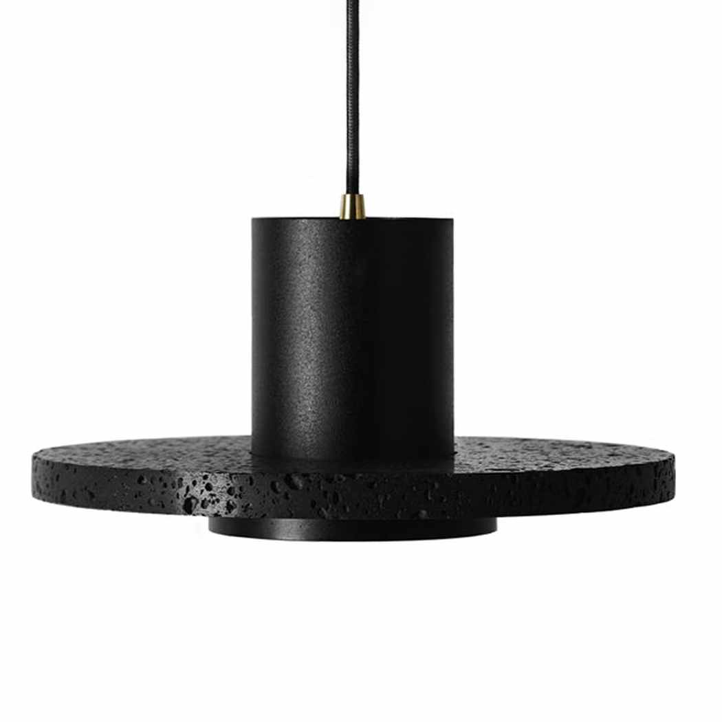 Black Lava C Stone Minimalist Line Pendant Light