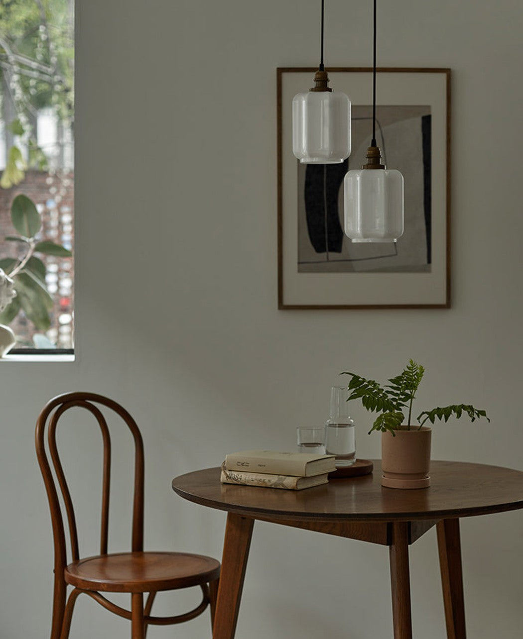 Art Deco Clarice Milk Glass Shade Brass Pendant Light