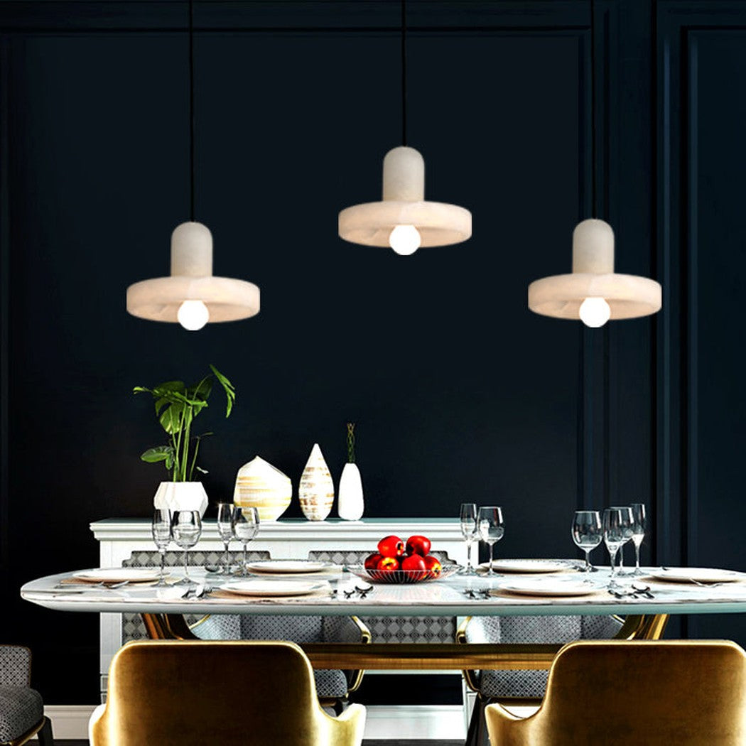Carrara White Stone Minimalist Line Elegant Pendant Light