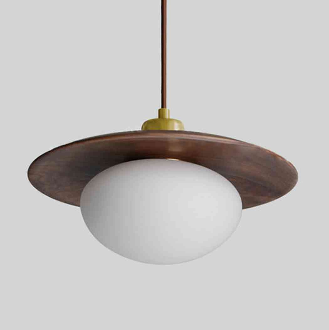 Kato wooden shade japandi pendant light walnut product image