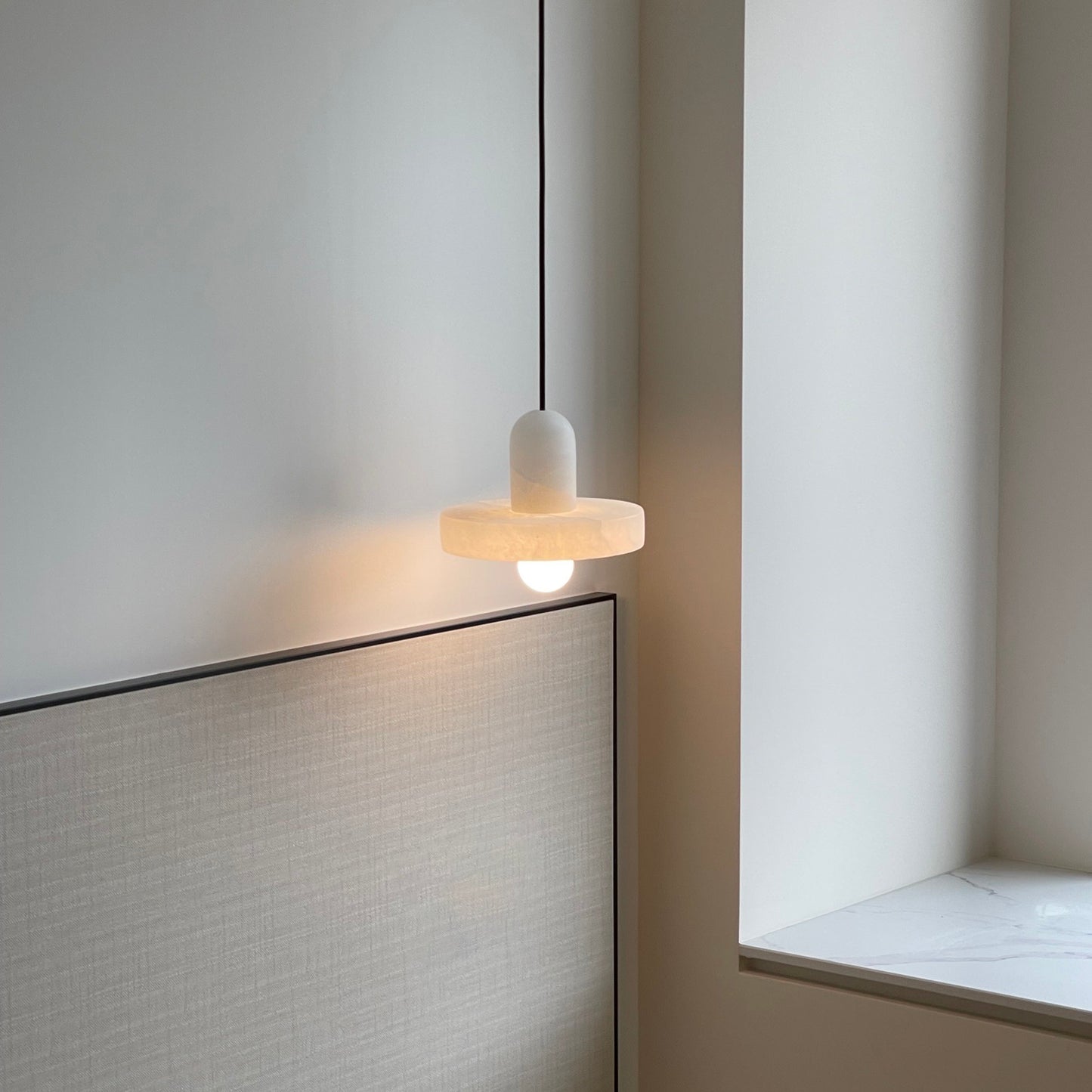Carrara White Stone Minimalist Line Elegant Pendant Light