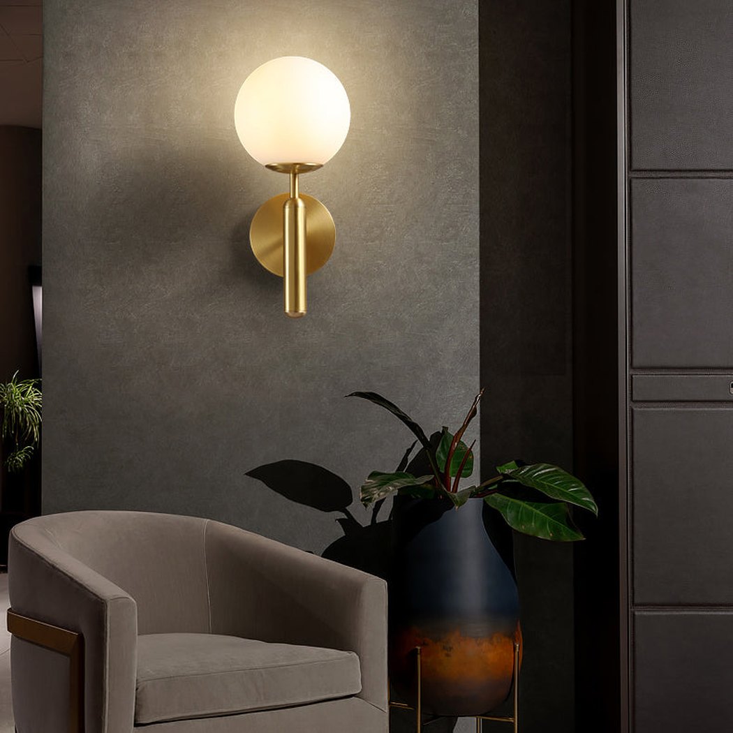 Art Deco Carlisle Glass Ball Brass Wall Light