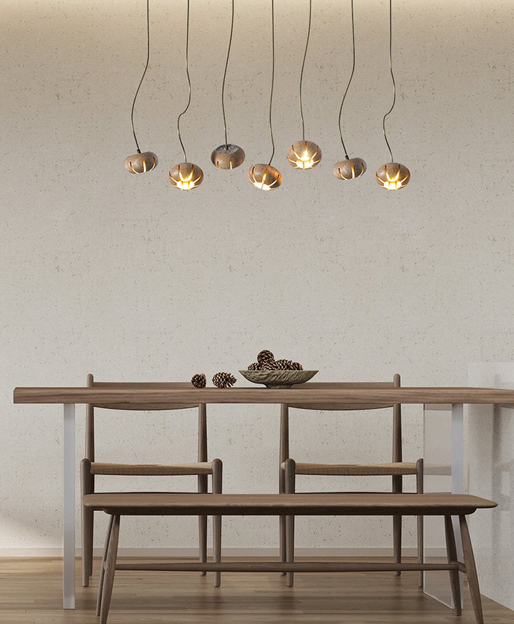 Wooden Petal Kitchen Island Pendant Light