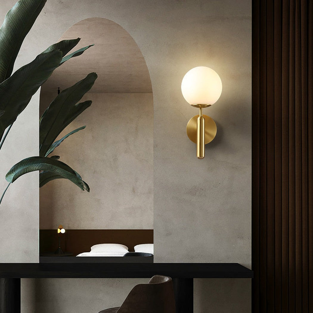 Art Deco Carlisle Glass Ball Brass Wall Light