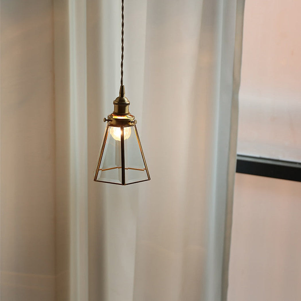 Lanterna brass frame glass pendant light