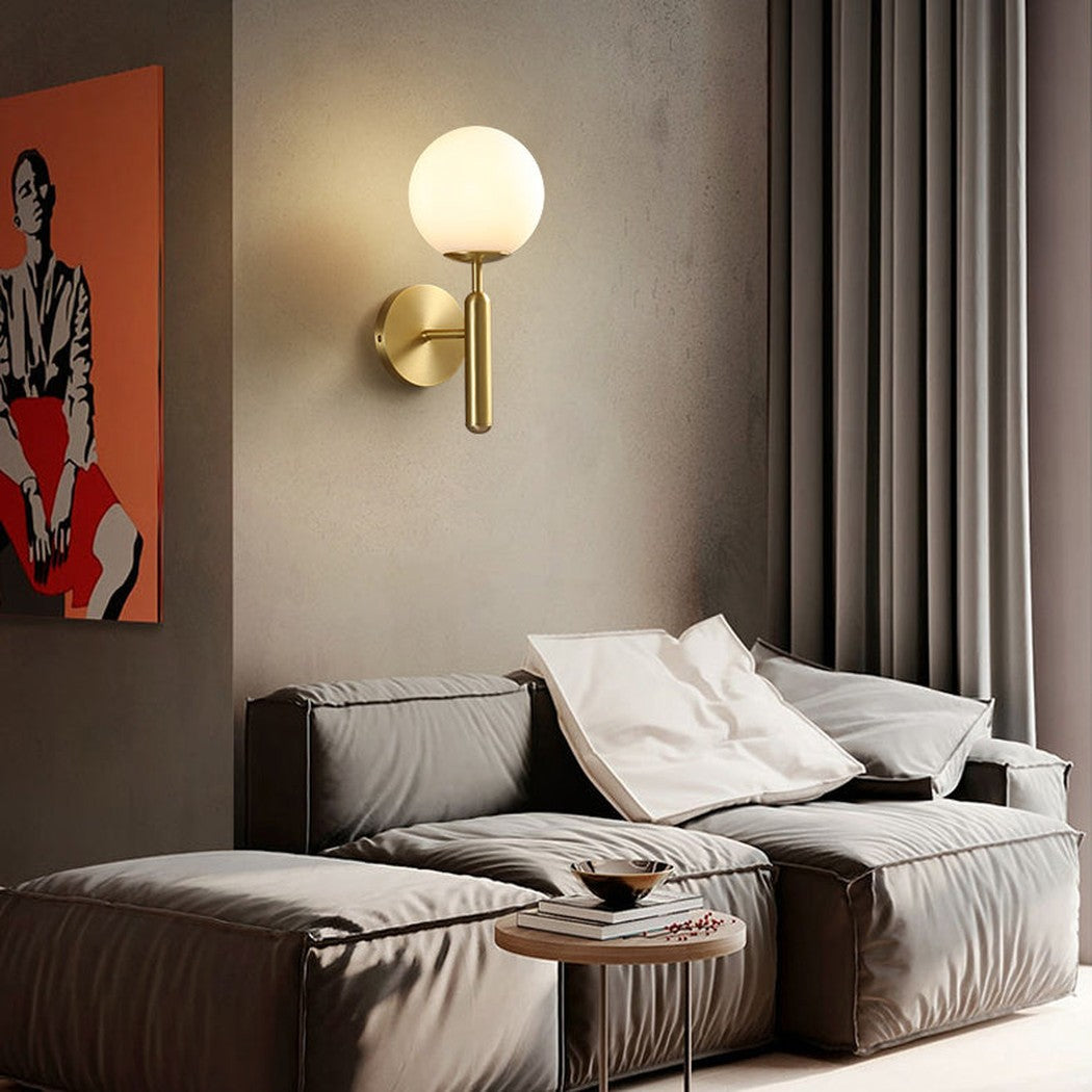 Art Deco Carlisle Glass Ball Brass Wall Light