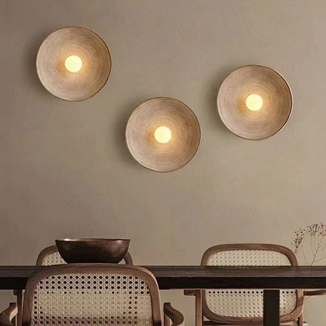 Longleaf Wooden Texture Plate Wall Light In White